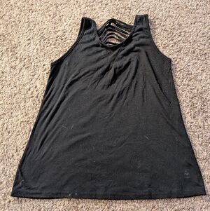 Chic Black Tank Top With Cut Back